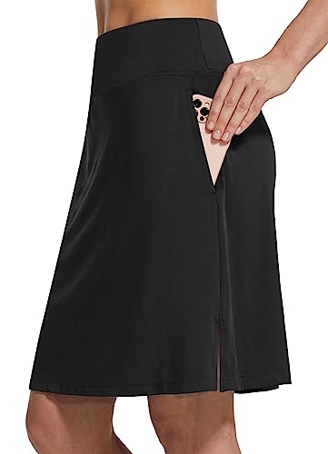 Women's Black Knee Length Pickleball Skort with Pockets