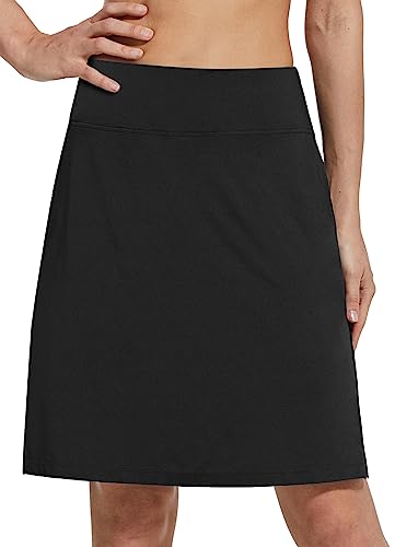 Women's Black Knee Length Pickleball Skort with Pockets