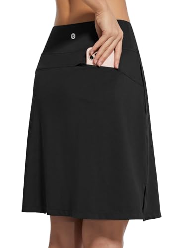 Women's Black Knee Length Pickleball Skort with Pockets