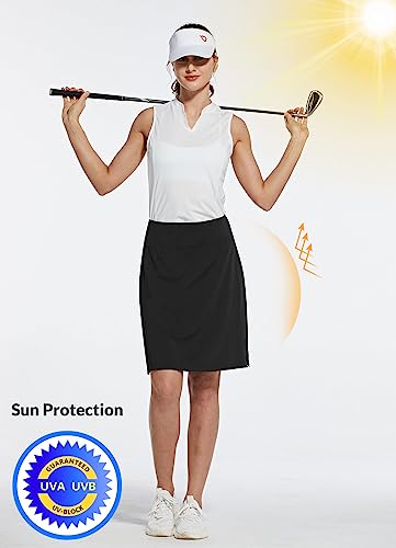 Women's Black Knee Length Pickleball Skort with Pockets