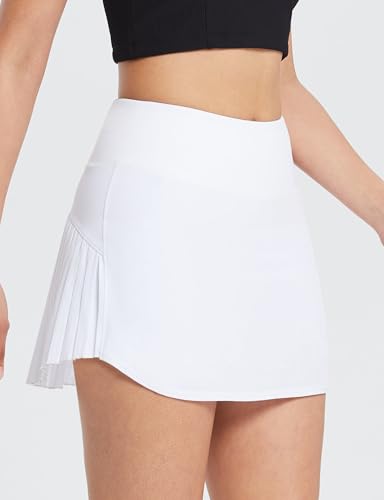BALEAF Women's High-Waisted Tennis Skort White Medium