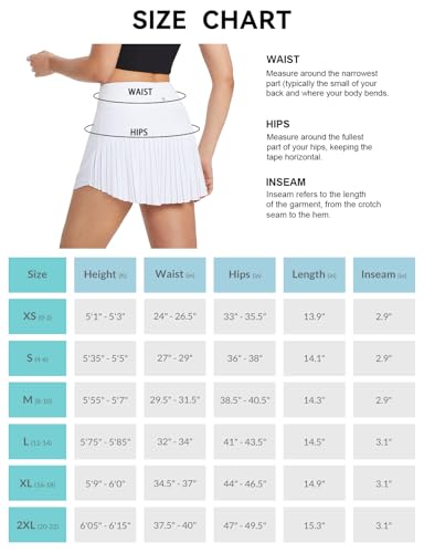 BALEAF Women's High-Waisted Tennis Skort White Medium