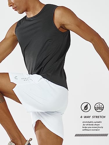 NORTHYARD Men's 5" Pickleball Athletic Shorts White