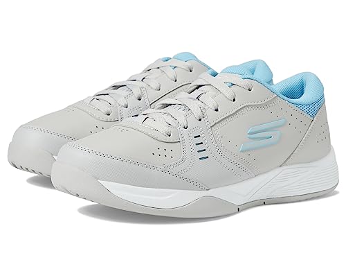 Skechers Women's Viper Court Pickleball Shoes, Grey/Blue, 8
