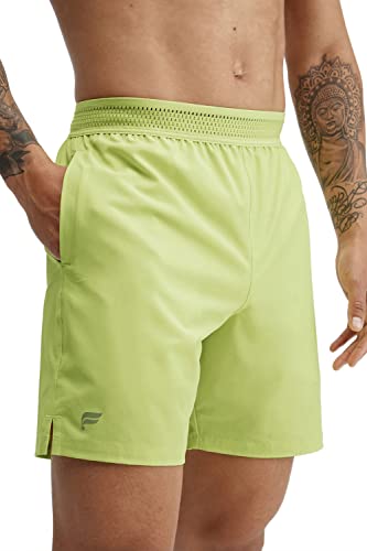 Fabletics Men's Fundamental Workout Shorts, Lime, Athletic