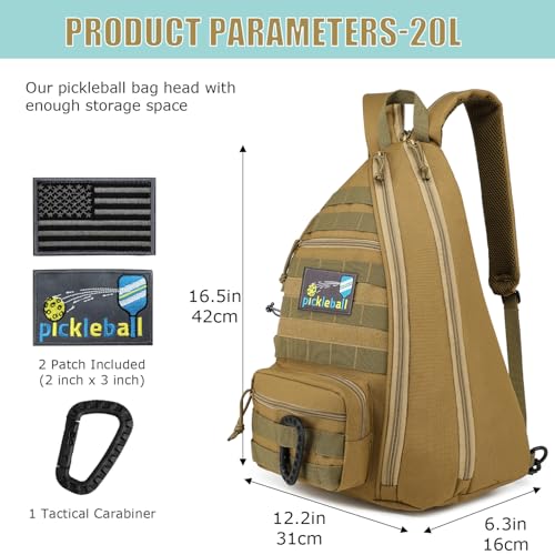 Brown Pickleball Backpack with Adjustable Sling Bag