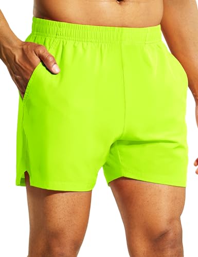 Nepest Men's Athletic Pickleball Shorts with Pockets Lemon Green