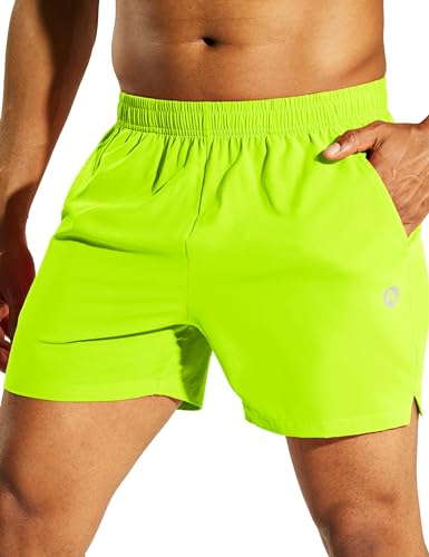 Nepest Men's Athletic Pickleball Shorts with Pockets Lemon Green