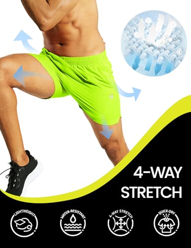 Nepest Men's Athletic Pickleball Shorts with Pockets Lemon Green