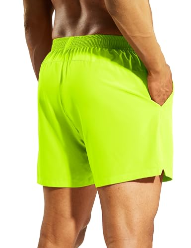 Nepest Men's Athletic Pickleball Shorts with Pockets Lemon Green