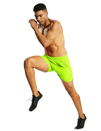 Nepest Men's Athletic Pickleball Shorts with Pockets Lemon Green