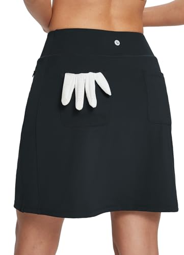 Women's Black Knee Length Pickleball Skort with Pockets