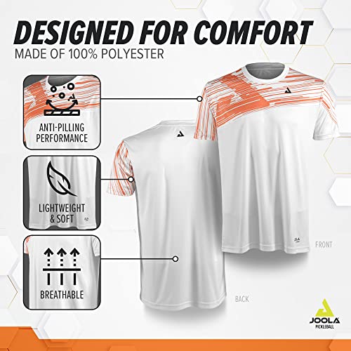 JOOLA Men's Ben Johns Trigon Pickleball Tee, XL White/Orange