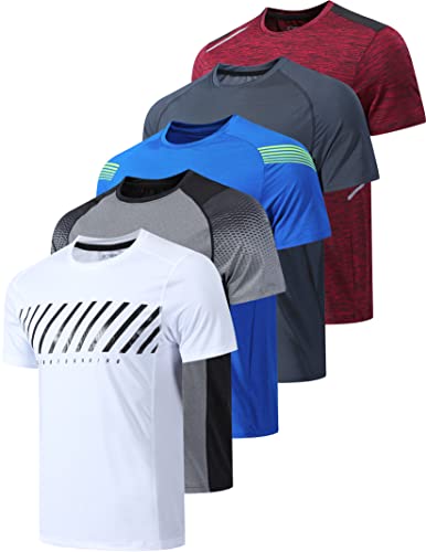 Men's Quick Dry Crew Neck T-Shirts Bundle (5-Pack)