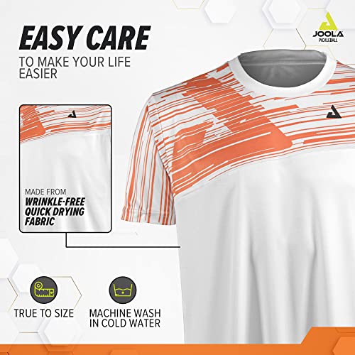 JOOLA Men's Ben Johns Trigon Pickleball Tee, XL White/Orange
