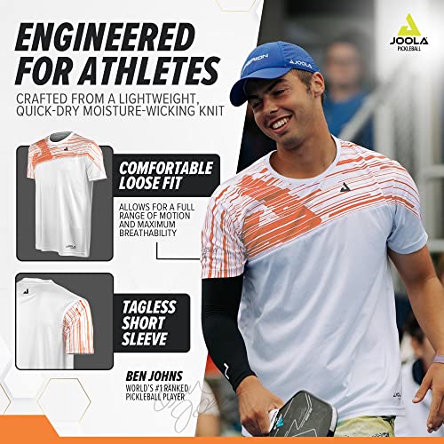 JOOLA Men's Ben Johns Trigon Pickleball Tee, XL White/Orange