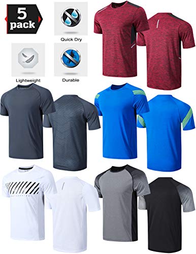 Men's Quick Dry Crew Neck T-Shirts Bundle (5-Pack)