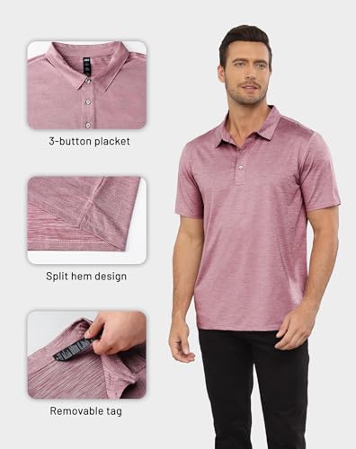 MIER Mens Short Sleeve Collared Tennis Polo Shirt