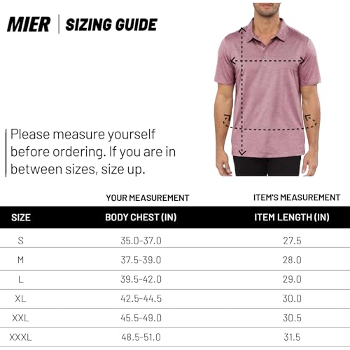 MIER Mens Short Sleeve Collared Tennis Polo Shirt