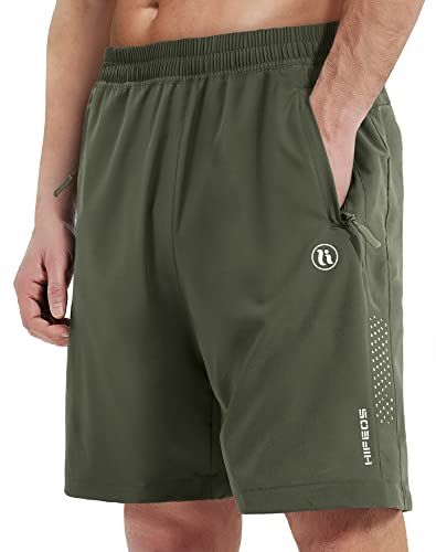 Men's Athletic Pickleball Shorts - Comfortable, Lightweight, Army Green