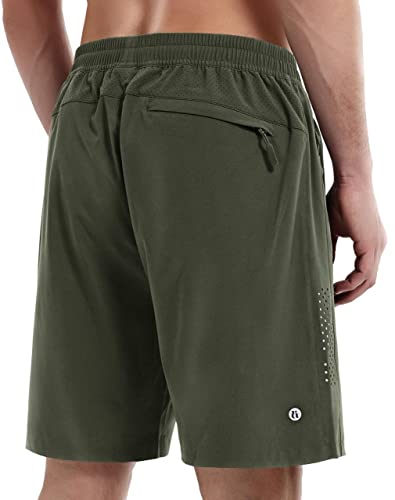 Men's Athletic Pickleball Shorts - Comfortable, Lightweight, Army Green