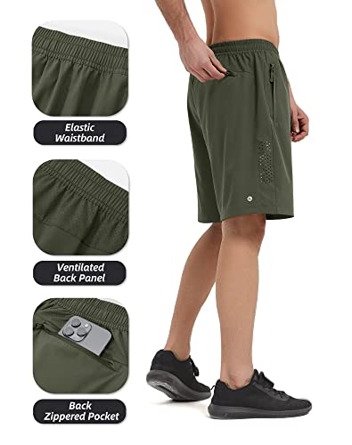 Men's Athletic Pickleball Shorts - Comfortable, Lightweight, Army Green
