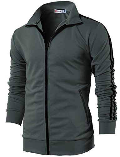 Men's Charcoal Striped Warm-Up Track Top Size M/L