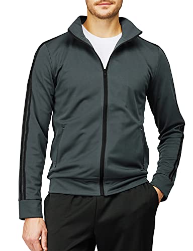 Men's Charcoal Striped Warm-Up Track Top Size M/L