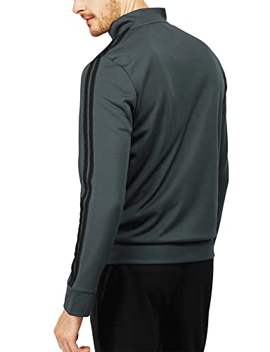 Men's Charcoal Striped Warm-Up Track Top Size M/L