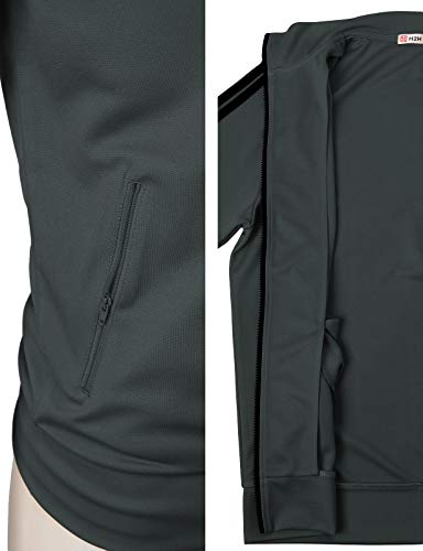 Men's Charcoal Striped Warm-Up Track Top Size M/L
