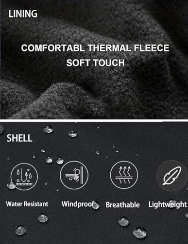 Men's Insulated Lightweight Fleece Windbreaker Jacket (Black, Large)