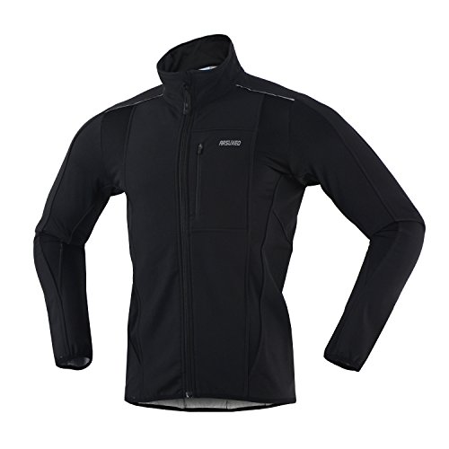 ARSUXEO Winter Softshell Cycling Jacket - Black XL
