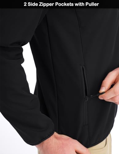 Men's Insulated Lightweight Fleece Windbreaker Jacket (Black, Large)