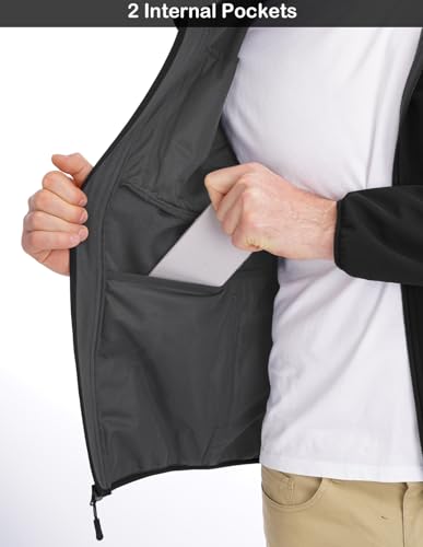 Men's Insulated Lightweight Fleece Windbreaker Jacket (Black, Large)