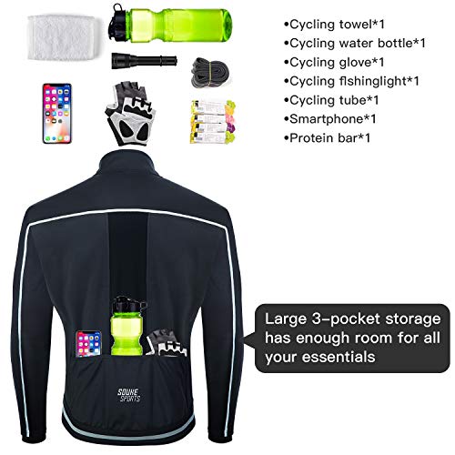 Souke Sports Men's Winter Cycling Jacket Reflective Black