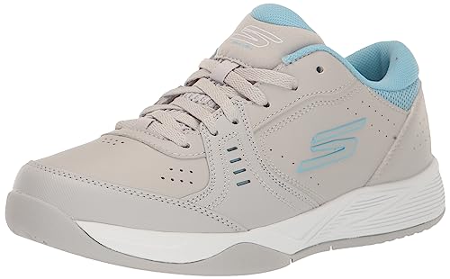 Skechers Women's Viper Court Pickleball Shoes, Grey/Blue, 8