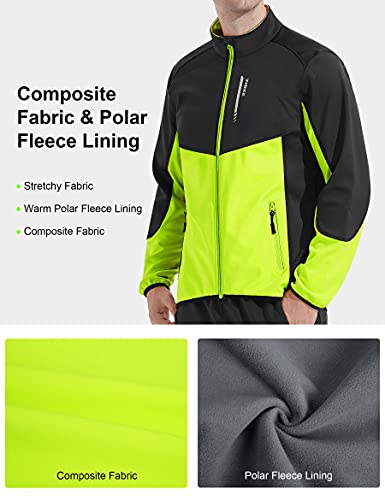 Men's Reflective Windproof Pickleball Jacket Black/Green Large