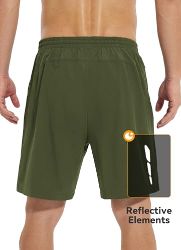 BALEAF Men's Quick Dry Green Pickleball Athletic Shorts