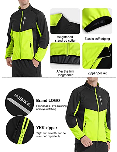 Men's Reflective Windproof Pickleball Jacket Black/Green Large