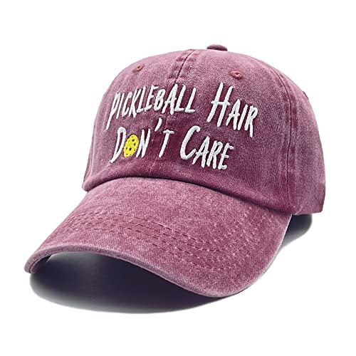 Pickleball Hair Don't Care Embroidered Baseball Cap