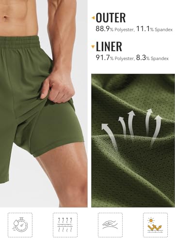 BALEAF Men's Quick Dry Green Pickleball Athletic Shorts