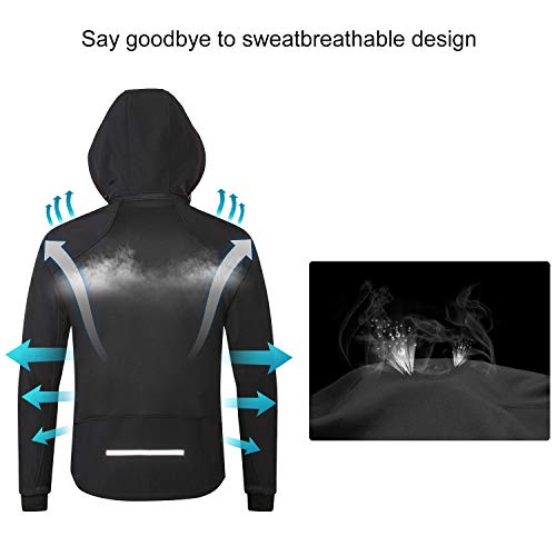 INBIKE Men's Black Soft Shell Windproof Jacket with Hood