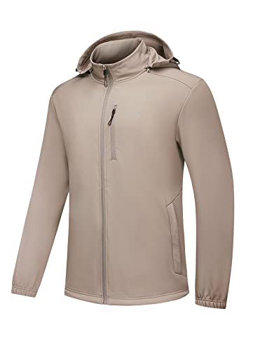 Men's Fleece-Lined Softshell Jacket with Removable Hood, XL