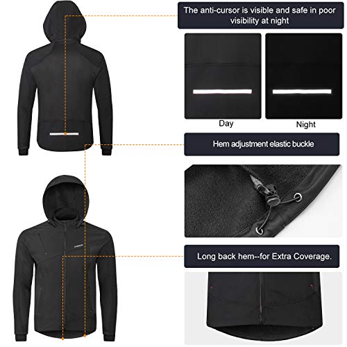 INBIKE Men's Black Soft Shell Windproof Jacket with Hood