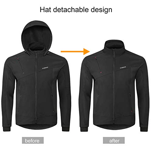 INBIKE Men's Black Soft Shell Windproof Jacket with Hood