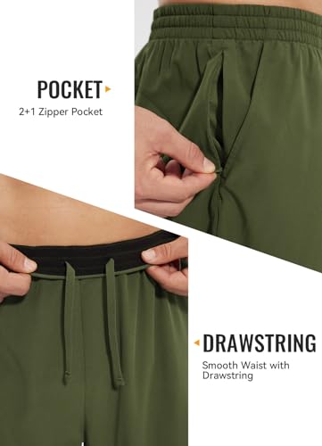 BALEAF Men's Quick Dry Green Pickleball Athletic Shorts