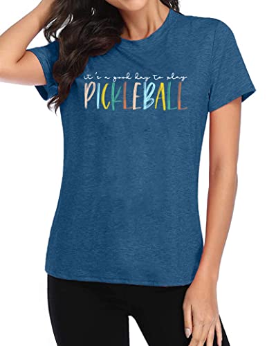 Women's Pickleball Graphic Tee - Blue Top