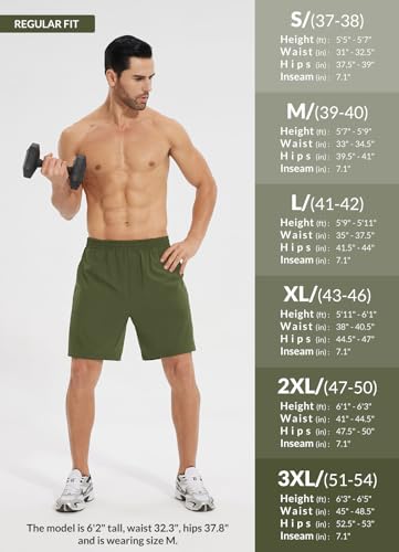 BALEAF Men's Quick Dry Green Pickleball Athletic Shorts
