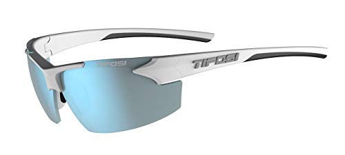 Tifosi Optics Track Sunglasses: White/Black, Smoke Bright Blue