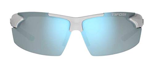 Tifosi Optics Track Sunglasses: White/Black, Smoke Bright Blue